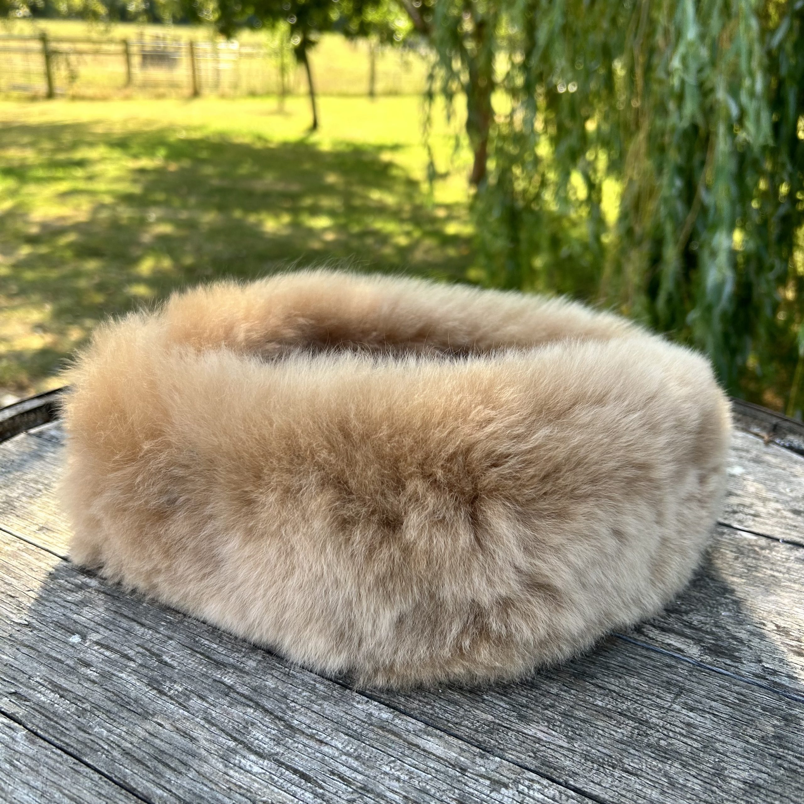alpaca fur headband latte